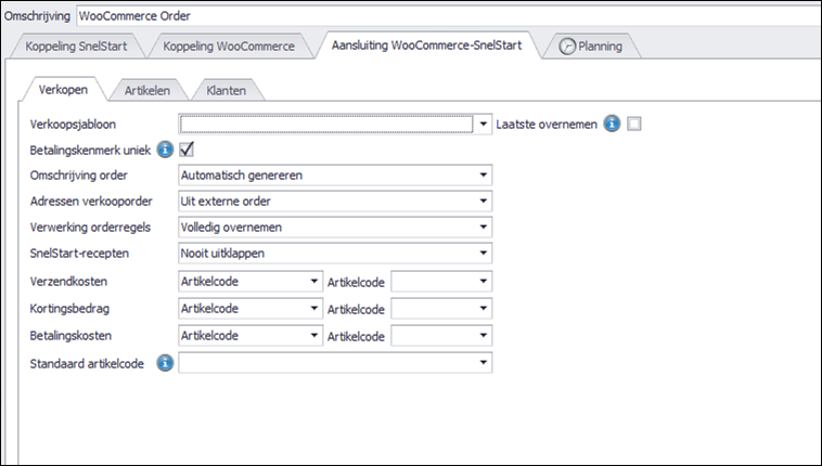 WooCommerce koppeling SnelStart order