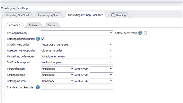 koppeling myshop met snelstart